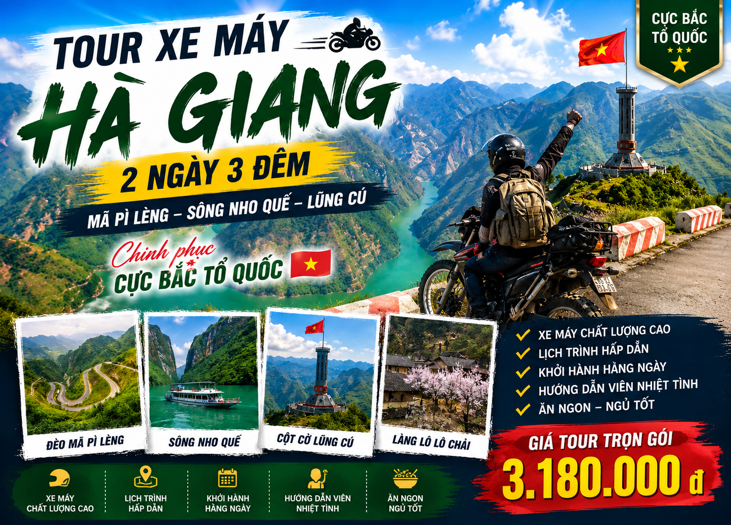Tour Xe Máy Hà Giang 2N3Đ - Khởi hành hàng ngày