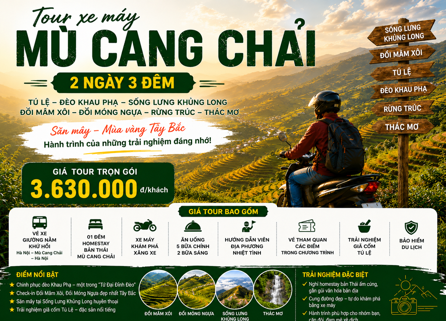 Tour xe máy Mù Cang Chải Mùa Lúa Chín 2N3Đ