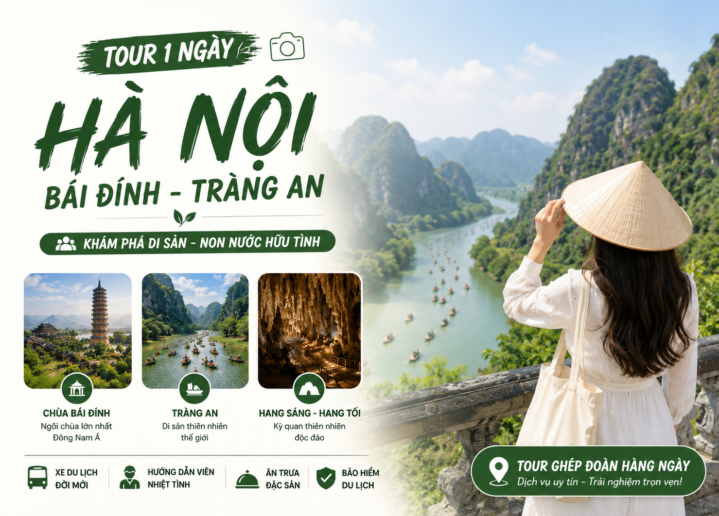 Tour Hà Nội - Bái Đính - Tràng An 1 ngày